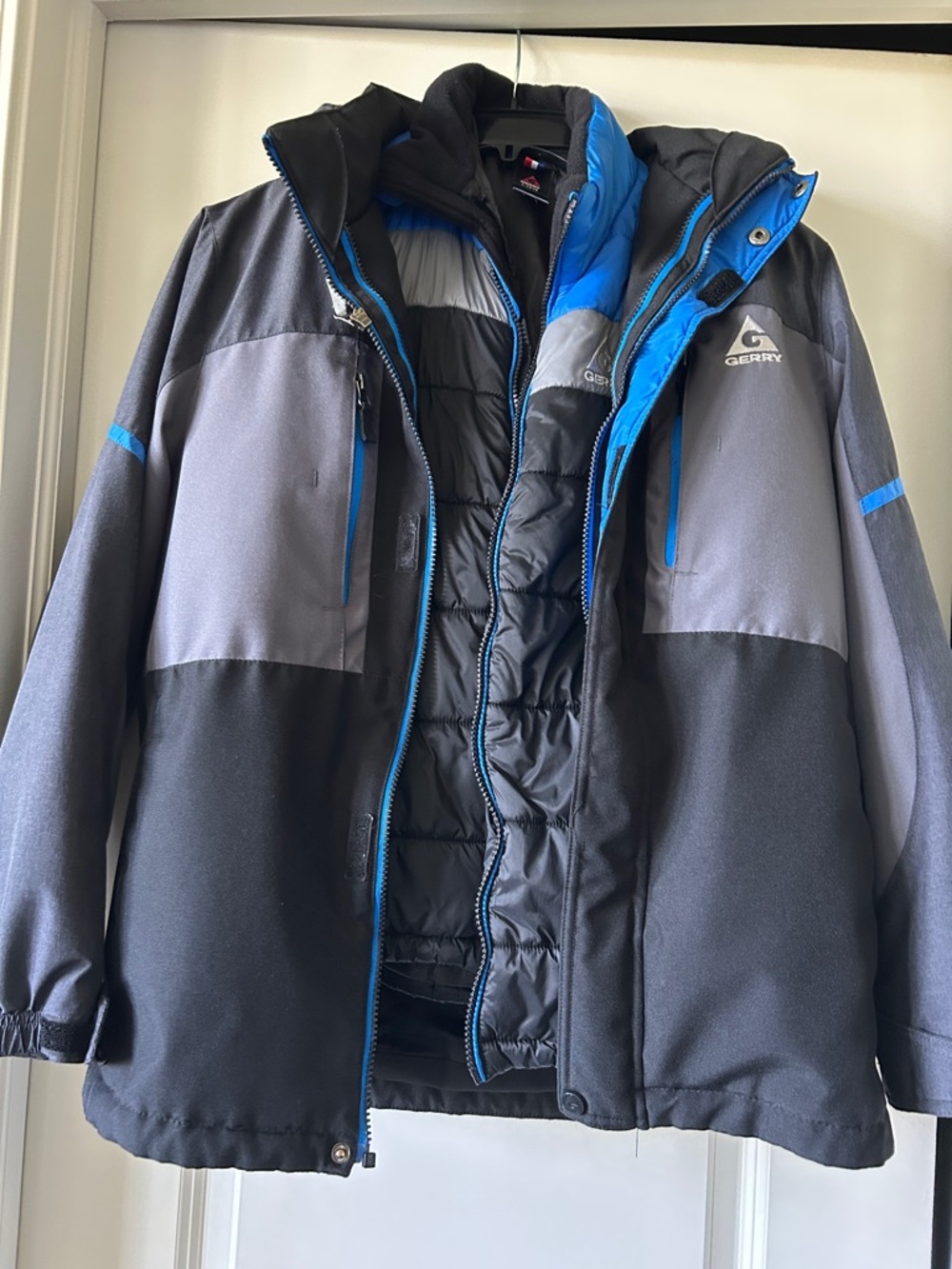 Gerry Weber Kids Black, Gray & Blue Colorblock Puffer Jacket